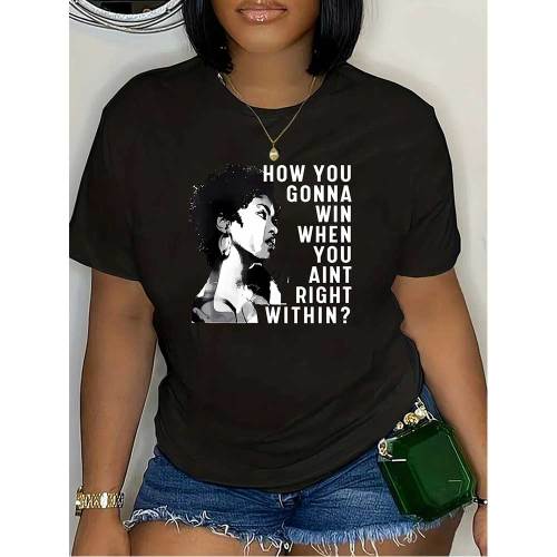 1 Piece Custom Black Casual Short Sleeve Print T-shirt