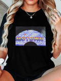 1 Piece Custom Black Casual Short Sleeve Print T-shirt