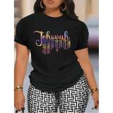 1 Piece Custom Black Casual Short Sleeve Print T-shirt