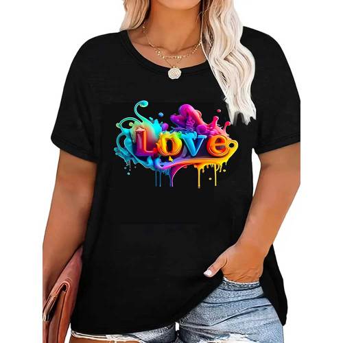 1 Piece Custom Black Casual Short Sleeve Print T-shirt