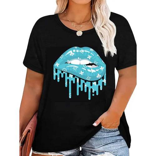1 Piece Custom Black Casual Short Sleeve Print T-shirt