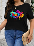 1 Piece Custom Black Casual Short Sleeve Print T-shirt