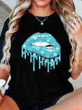 1 Piece Custom Black Casual Short Sleeve Print T-shirt