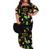 1 Piece Custom Casual Digital Printing Off Shoulder Christmas Maxi Dresses