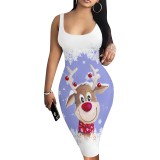 1 Piece Custom Casual Digital Printing Christmas Midi Dress