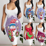 1 Piece Custom Casual Digital Printing Christmas Midi Dress