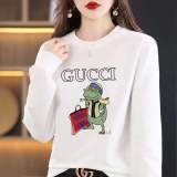 Autumn/Spring Cotton Long Sleeve Printed O Neck Pullover Sweatshirt