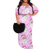 1 Piece Custom Casual Digital Printing Off Shoulder Christmas Maxi Dresses