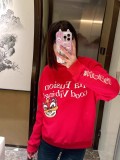 Autumn/Spring Cotton Long Sleeve Printed O Neck Pullover Sweatshirt