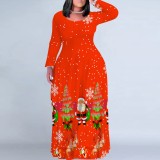 1 Piece Custom Casual Digital Printing Plus Size Christmas Maxi Dress