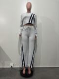 Women's Casual Sportswear Stitching Straight Wide-leg Trousers Set