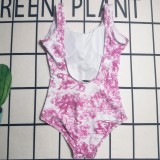 Summer Beach Padded Printed Sleeveless Backless One Piece Swimwears