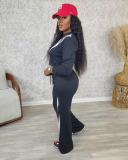 Women's Casual Sportswear Stitching Straight Wide-leg Trousers Set
