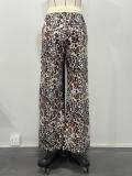 Multi-layered Leopard Print Loose Trousers