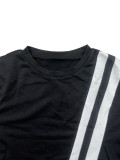 Women's Casual Sportswear Stitching Straight Wide-leg Trousers Set