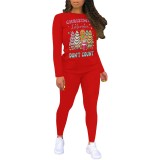 1 Piece Custom Casual Print Short Sleeve Christmas Pant Set