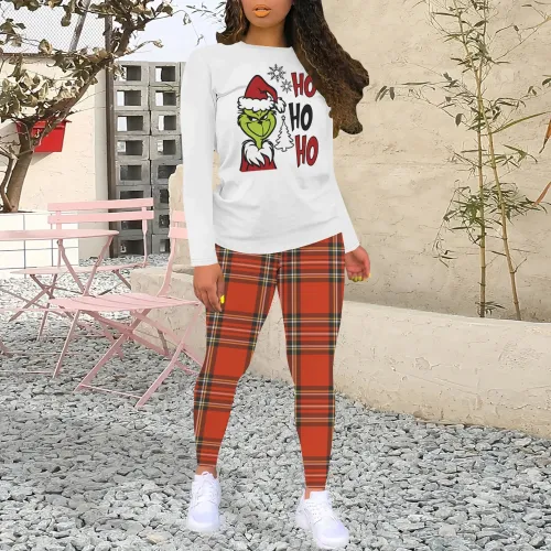 1 Piece Custom Casual Print Short Sleeve Christmas Pants Sets