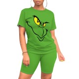 1 Piece Custom Casual Print Short Sleeve Short Set