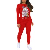 1 Piece Custom Casual Print Short Sleeve Christmas Pant Set