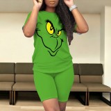 1 Piece Custom Casual Print Short Sleeve Short Set