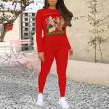 1 Piece Custom Casual Print Short Sleeve Christmas Pant Set