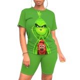 1 Piece Custom Casual Print Short Sleeve Short Set