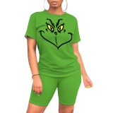 1 Piece Custom Casual Print Short Sleeve Short Set
