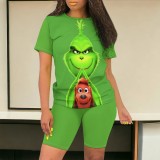 1 Piece Custom Casual Print Short Sleeve Short Set