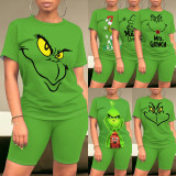 1 Piece Custom Casual Print Short Sleeve Short Set