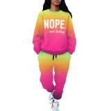 1 Piece Custom Casual Print Short Sleeve Gradient Pant Set