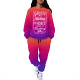 1 Piece Custom Casual Print Short Sleeve Gradient Pant Set