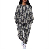 1 Piece Custom Casual Print Long Sleeve Pant Set