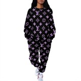 1 Piece Custom Casual Print Long Sleeve Pant Set