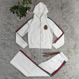 Winter Embroidery Embossed Long Sleeve Zipper Sportswear Hooded Pant Set