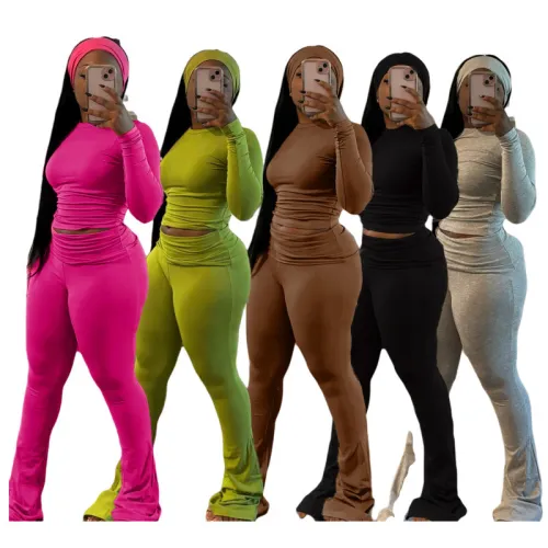 Solid Color Tight Slim Stretch Sportswear Sweatshirt Sweatpants