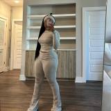 Solid Color Tight Slim Stretch Sportswear Sweatshirt Sweatpants