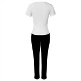1 Piece Custom Casual Print Short Sleeve Pant Set
