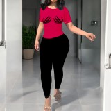 1 Piece Custom Casual Print Short Sleeve Pant Set