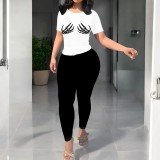 1 Piece Custom Casual Print Short Sleeve Pant Set