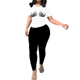 1 Piece Custom Casual Print Short Sleeve Pant Set