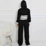 Double-layer Thread Colorblock Cropped Zipper Lougewear Set