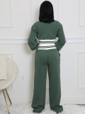 Double-layer Thread Colorblock Cropped Zipper Lougewear Set