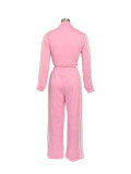 Casual Zipper Sweatshirt Sweatpant Two-piece Set