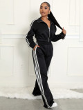 Casual Zipper Sweatshirt Sweatpant Two-piece Set