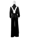 Contrast Color 2pcs/Set Casual Sports Long Sleeve Cardigan And Pants