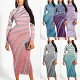 1 Piece Custom Casual Print High Neck Mid Dresses