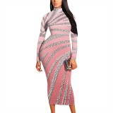 1 Piece Custom Casual Print High Neck Mid Dresses