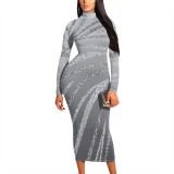 1 Piece Custom Casual Print High Neck Mid Dresses