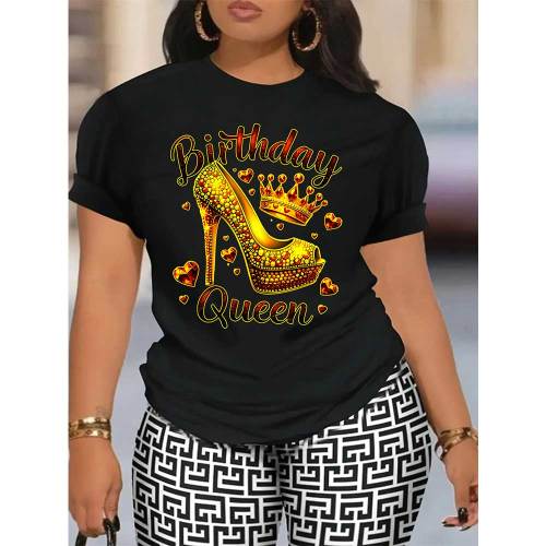 1 Piece Custom Black Casual Short Sleeve Print T-shirt