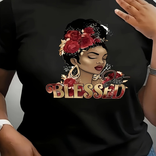 1 Piece Custom Black Casual Short Sleeve Print T-shirt